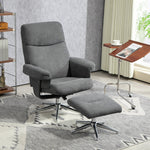 Recliner Chair With Footstool With Adjustable | Charcoal Grey