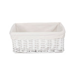 Wicker White Wicker Cotton Lined Storage Basket | Large | White