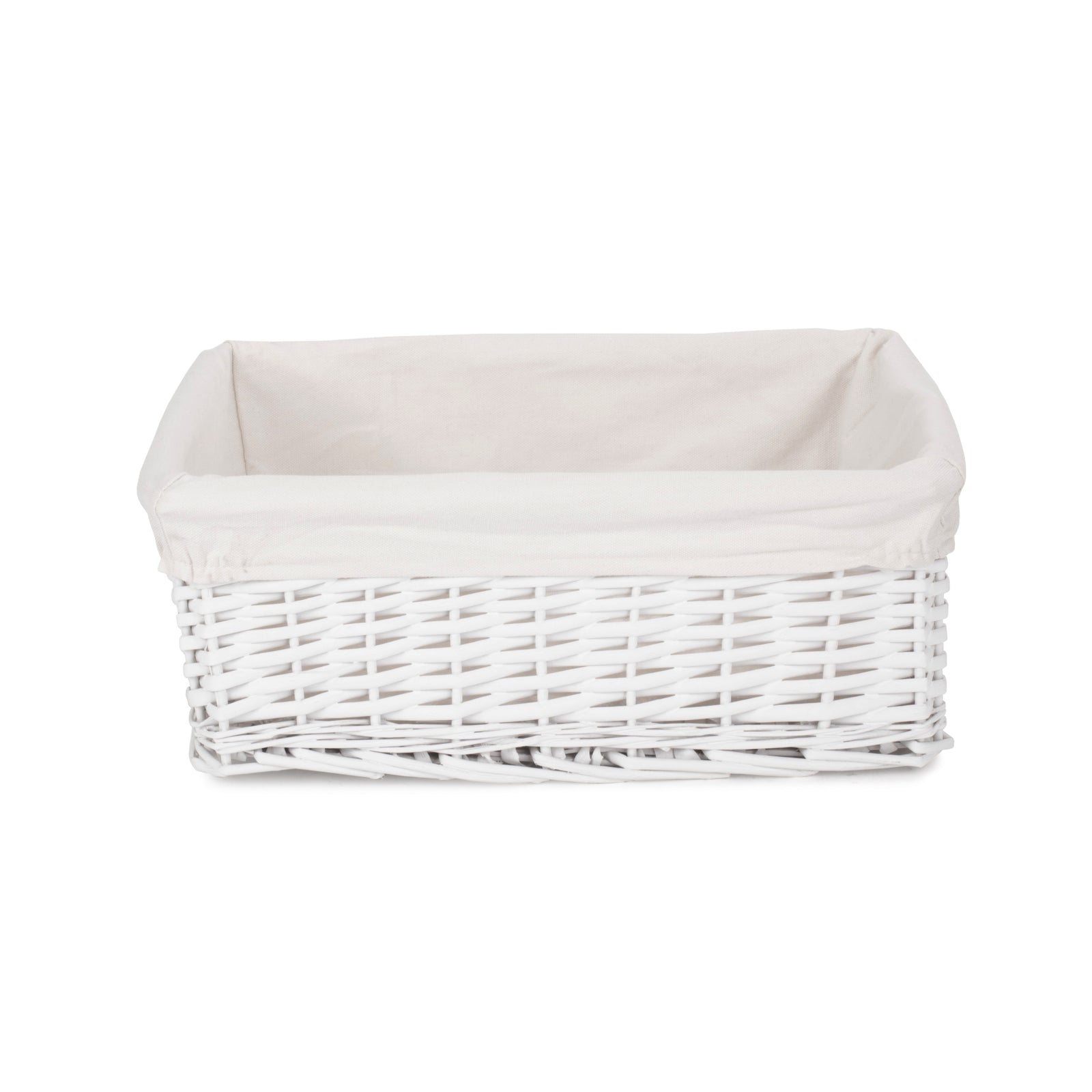 Wicker White Wicker Cotton Lined Storage Basket | Large | White