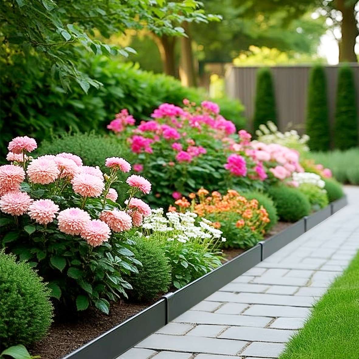 1m Heavy Duty Metal Garden Borders With Pega - Set Of 5 | Anthracite Grey