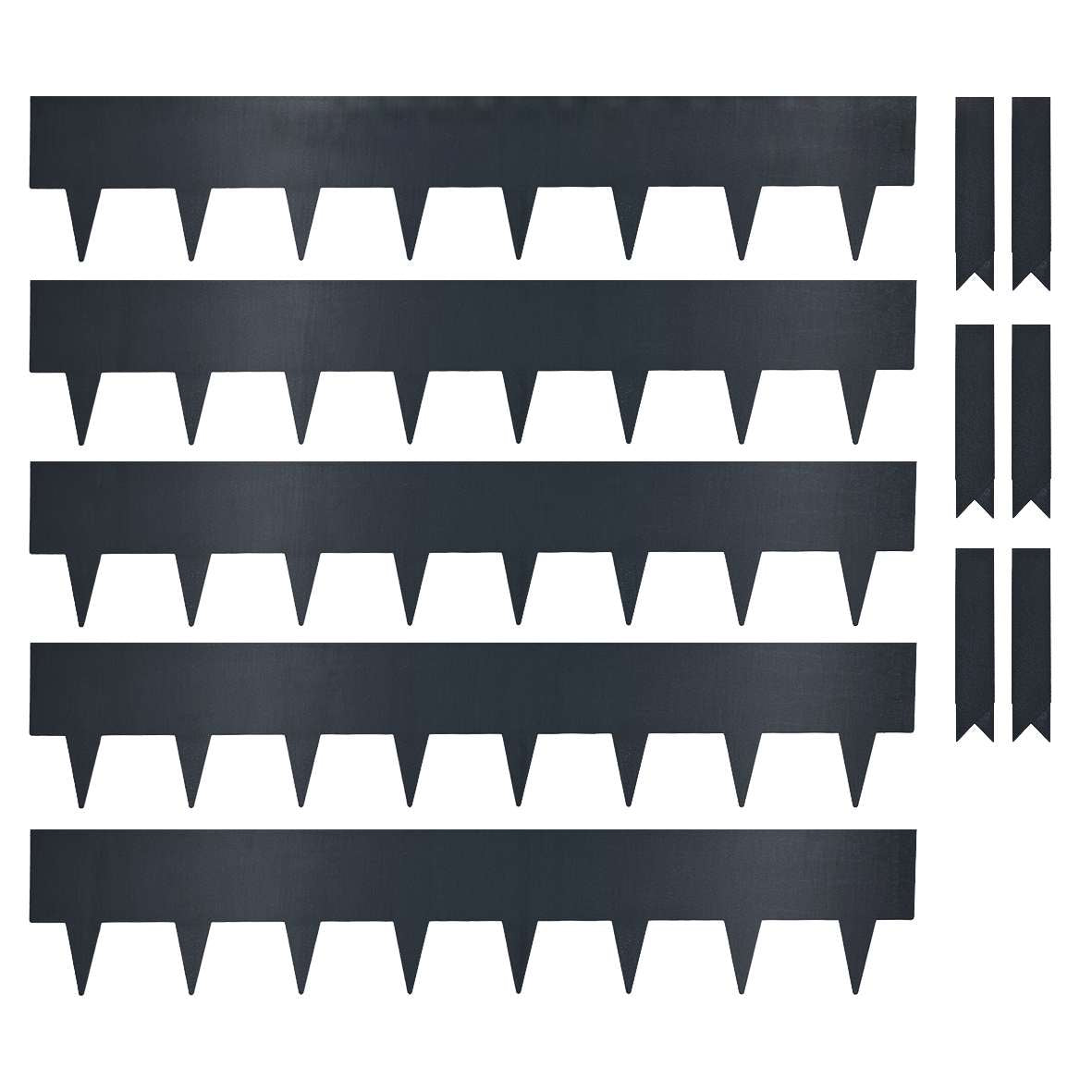 Metal Garden Border Edging 1m Panels – 20cm High, Set Of 5 With Pegs | Anthracite Grey