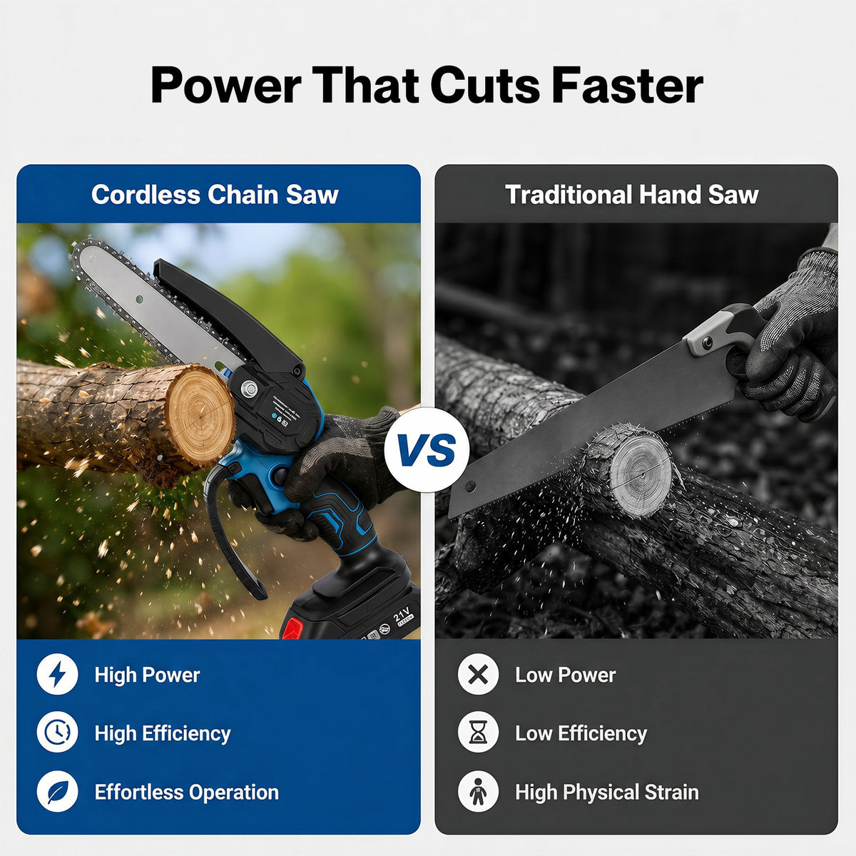 Mini Chainsaw Cordless 6in And 8in Dual Bar Garden Pruning Black Blue | Blue