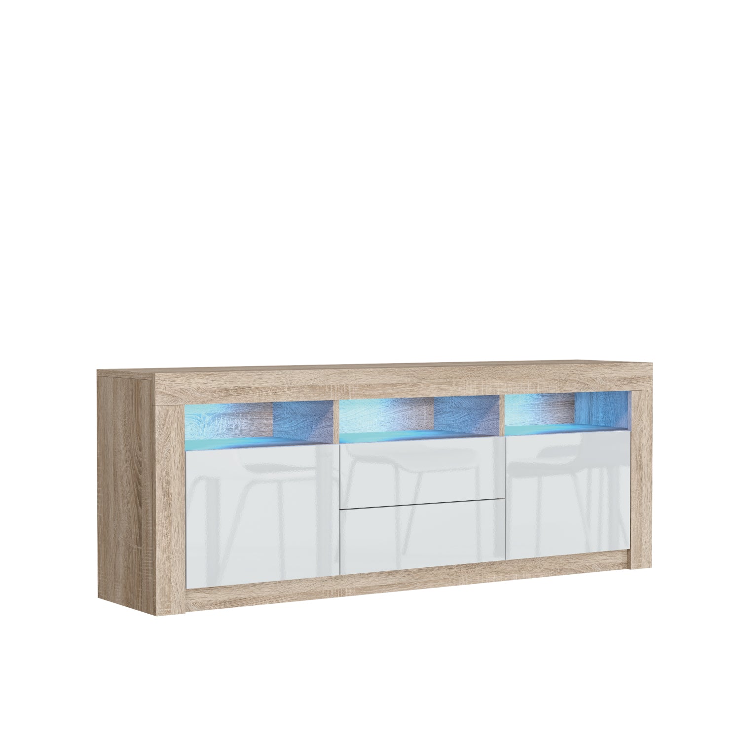 Shine Tv Unit 160cm With Led Lights | Natural Oak