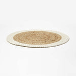 HOMESCAPES Natural & Cream Braided Jute Handwoven Round Placemats Set Of 4