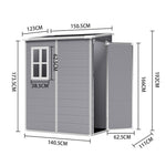 5x4ft Garden Plastic Storage Shed With Lockable Door & Window Weatherproof Outdoor Tool Organizer