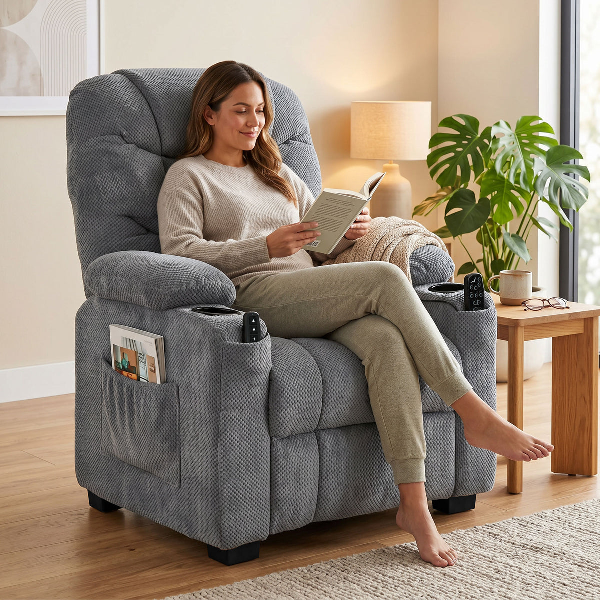 HOMCOM Electric Massage Recliner Chair With Heat, Reclining Chair, Dark Grey