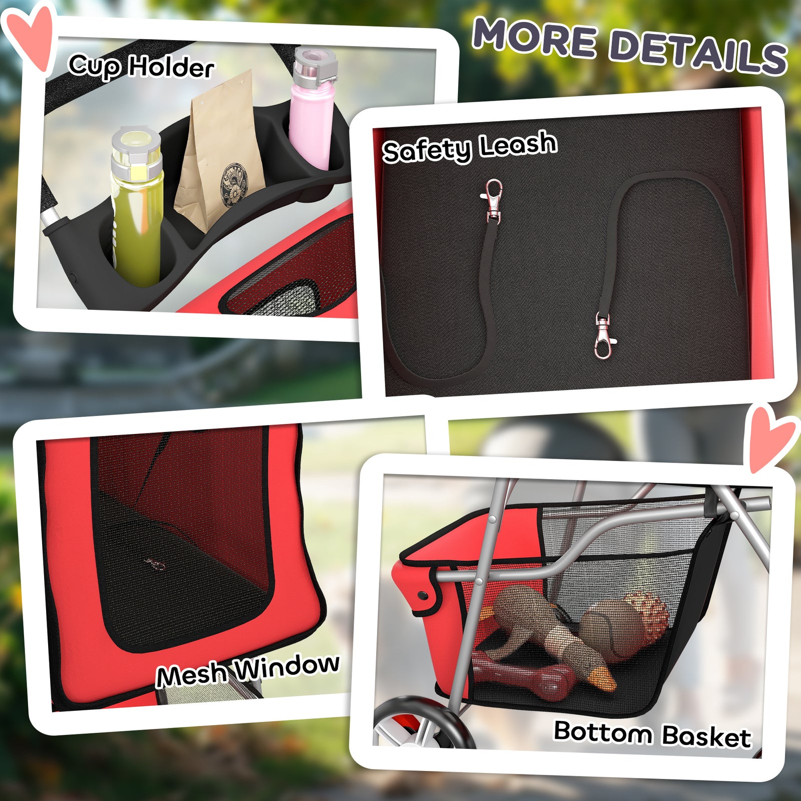 PawHut Pet Stroller Carrier Foldable Deluxe Walk Travel Dog
