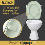Toilet Seat Soft Close Oval Shape, Premium Thermoplastic, Quick Release, Top & Bottom Fixings | Sage Green