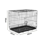 Wire Dog Crate With 2 Doors And Tray | Small | Black