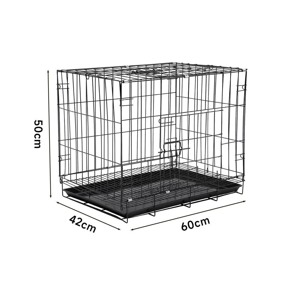 Wire Dog Crate With 2 Doors And Tray | Small | Black