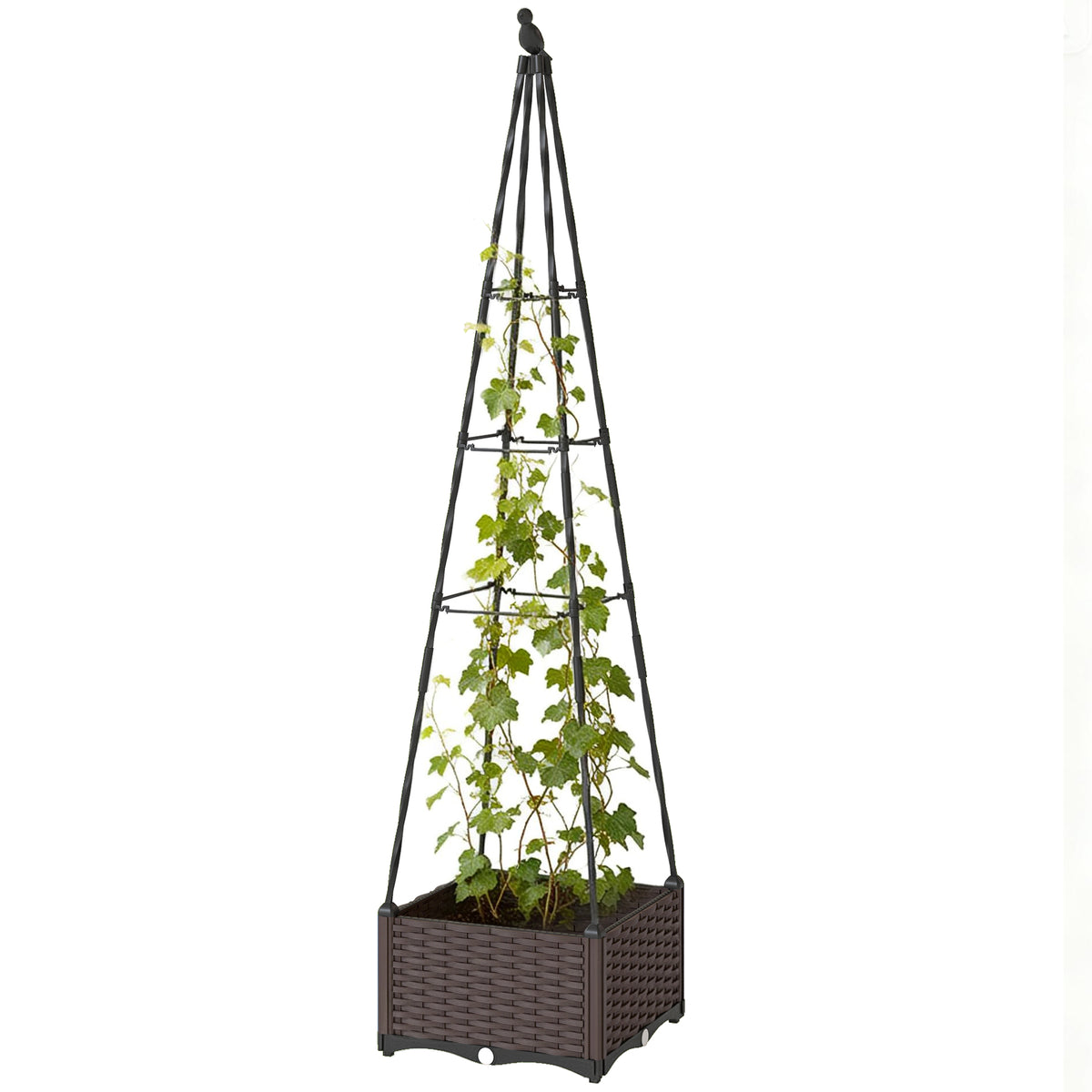 Outsunny Raised Garden Bed Planter Box With Trellis And Self Watering