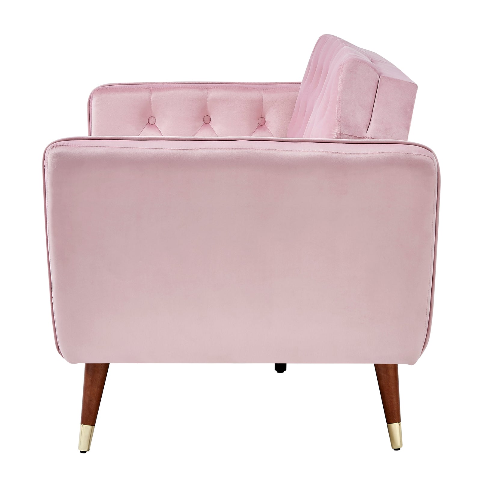 Velvet Click Clack Button Back Sofa Bed - 3 Seater | Pink