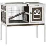 Wooden Rabbit Hutch, Small Animal House W/ Removable Tray, Openable Roof | Brown