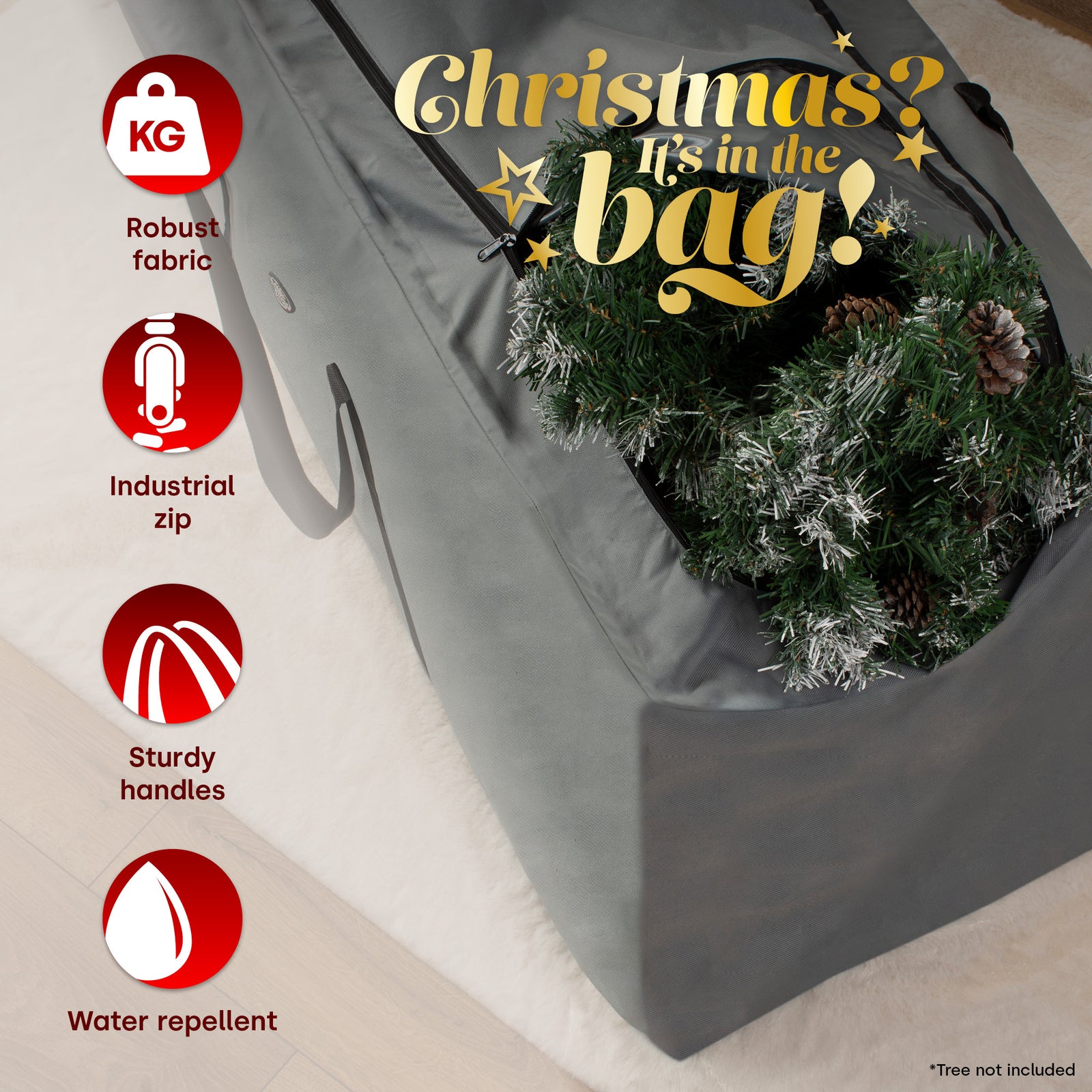 Premium Extra Large Tree Storage Bag Grey Heavy Duty