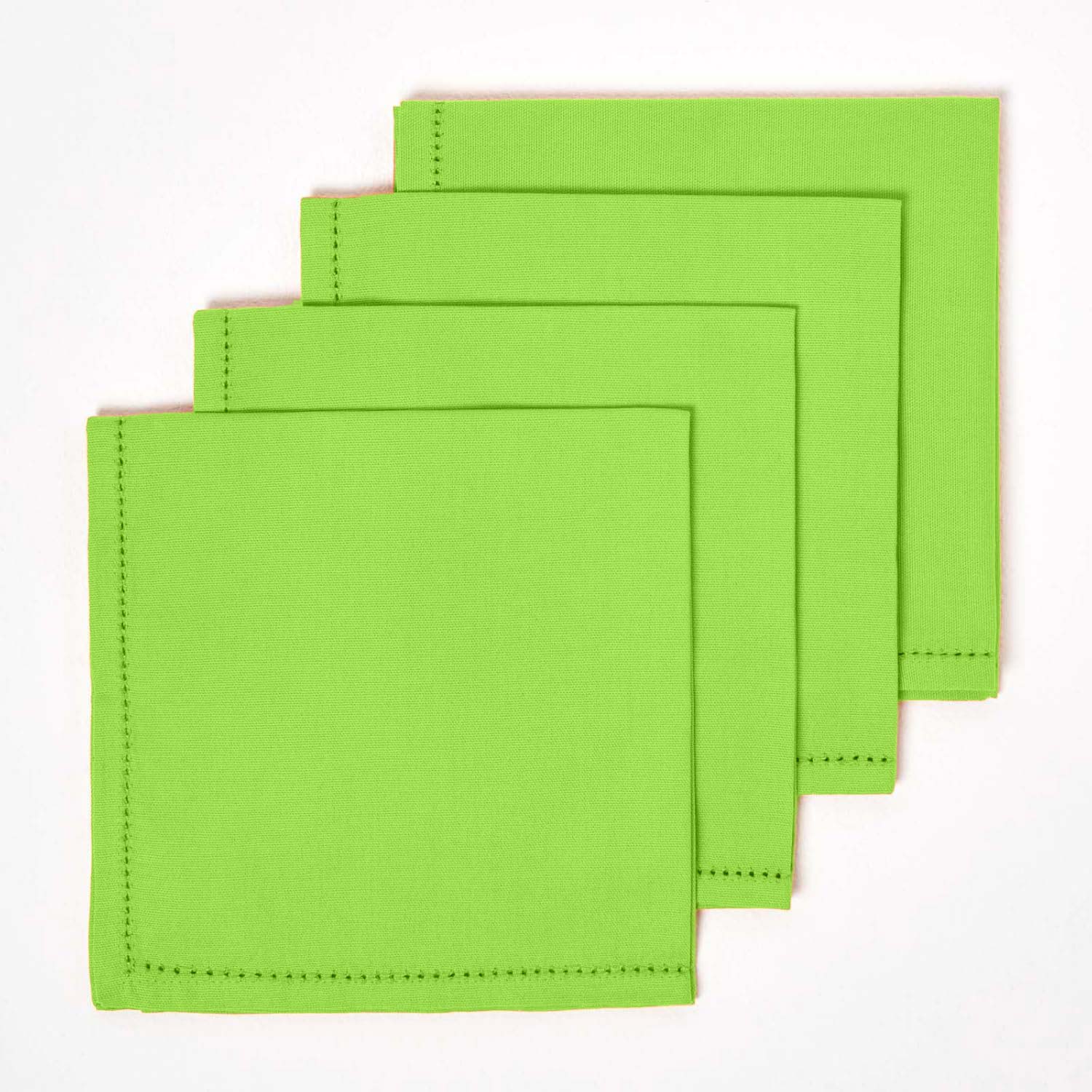 Plain Cotton Fabric 4 Napkins Set | 45cm x 45cm | Lime Green
