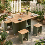 Drop Leaf Dining Table Set With 4 Stools | Green