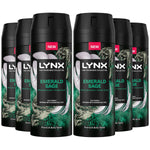 Lynx Fine Fragrance Collection Emerald Sage Deodorant Body Spray 150ml, 6 Pack