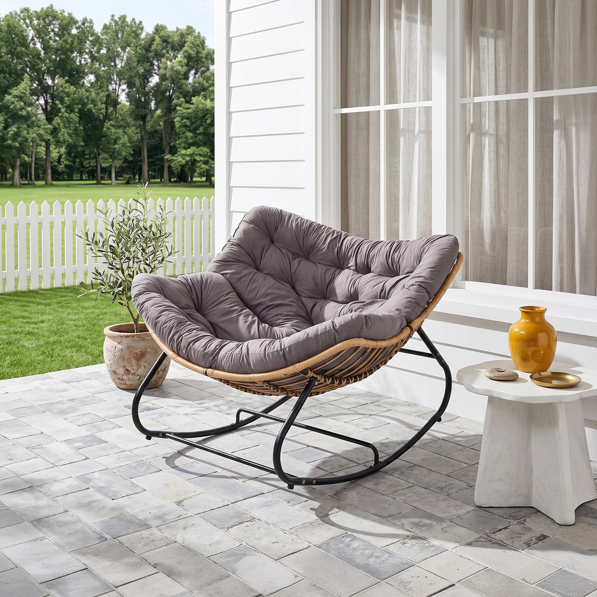 Modern Rocking Chair with Cushion – Large | Grey