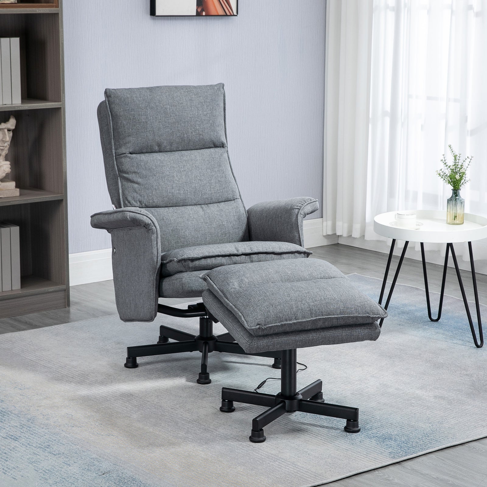 Swivel Recliner Chair W/footstool Massage Points Remote