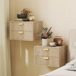 2pcs Modern Floating Nightstands,  2 Drawers Bedside Tables | Oak