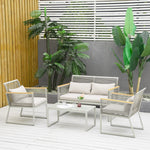 4 Pcs Patio Round Pe Rattan Sofa Set