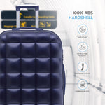Set Of 3 Hard Case Bubble Design Check-in Size Suitcases Hold Luggage - Overhead Cabin Bag With Medium & Large Check-in 20kg+ Hold Suitcase | Set of 3 | Navy Blue