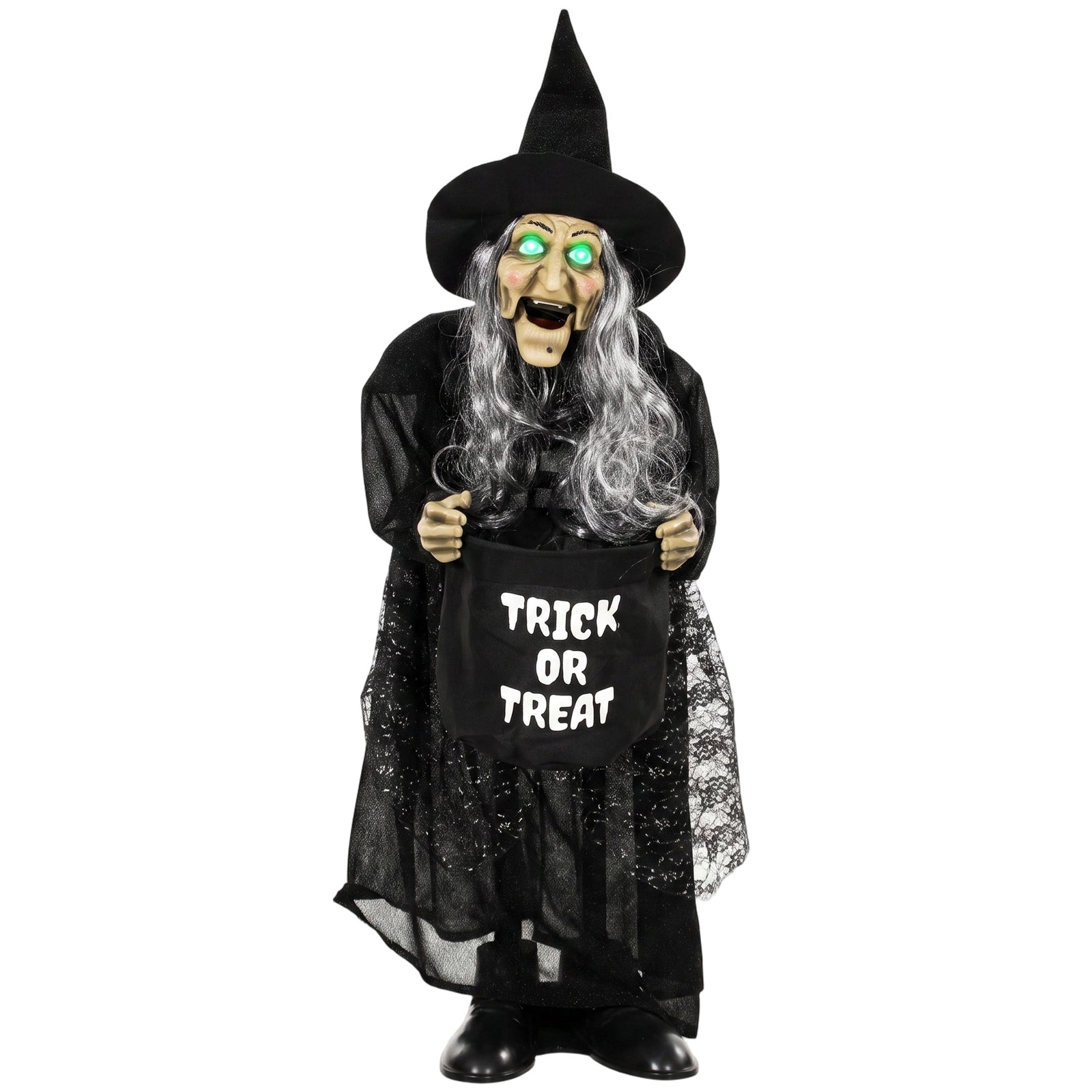 HOMCOM 37" Animated Witch Halloween Decoration With Light Up Eyes For Party