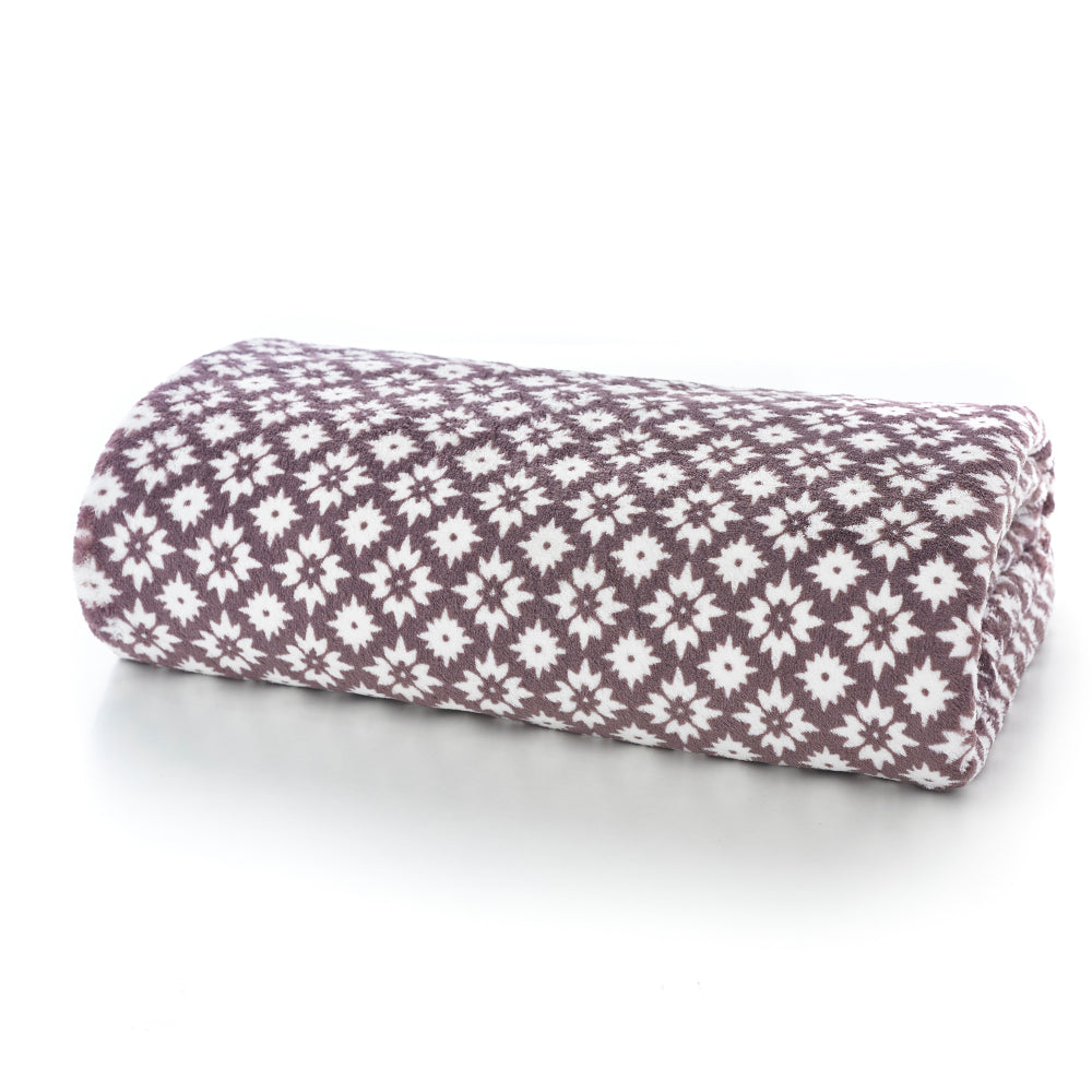 Harlington Printed Heavyweight Supersoft Fleece Throw | 150cm x 180cm | Purple