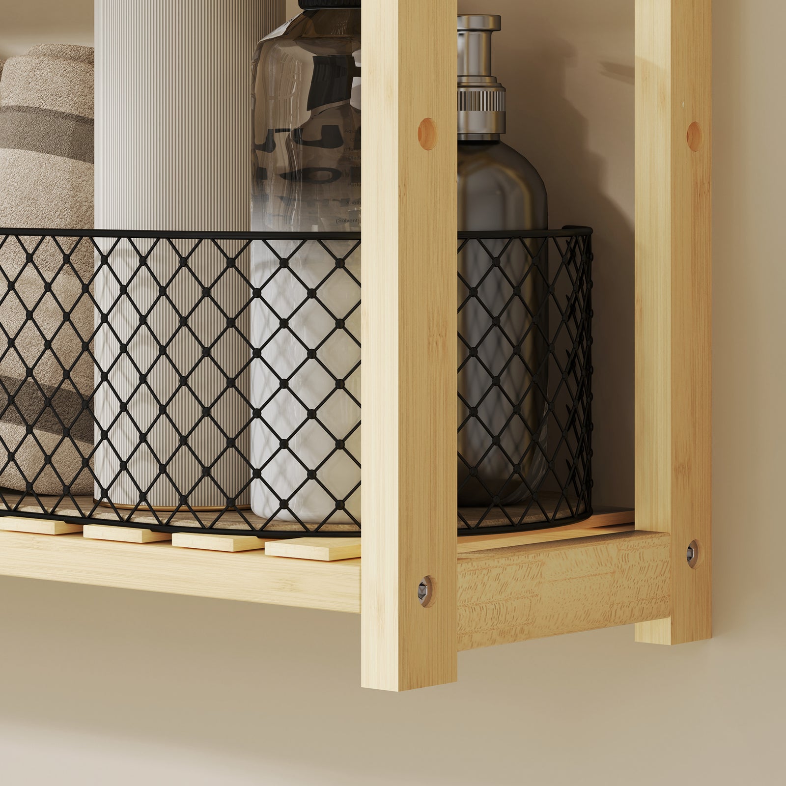 3-tier Bamboo Bathroom Storage Shelf With Adjustable Rack