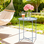 46cm Round Garden Table Side Table With Removable Tray | Blue