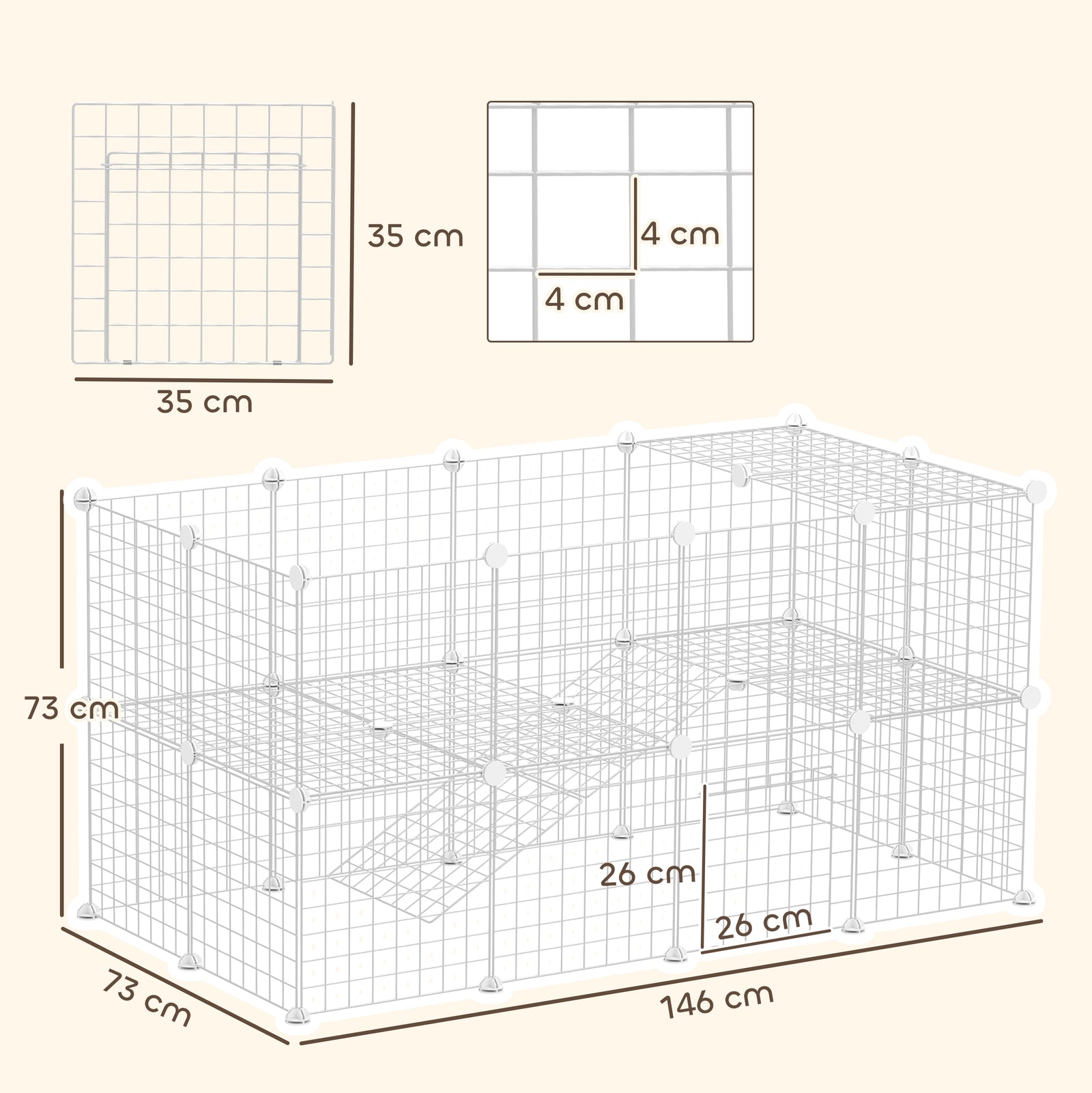 Small Animals Cage Diy 36 Panels Pet Playpen, For Rabbit Chinchilla