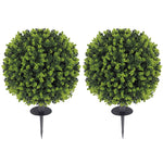 HOMCOM Set Of 2 40cm Artificial Boxwood Topiary Ball Bush For Indoor Outdoor