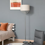 HOMCOM Steel Floor Lamp With Crystal Pendant Steel Base Cream