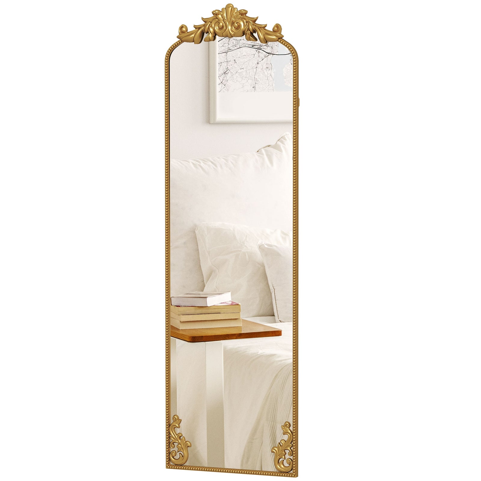 HOMCOM 50 X 160 Cm Full Length Mirror With Metal Frame, Gold Tone