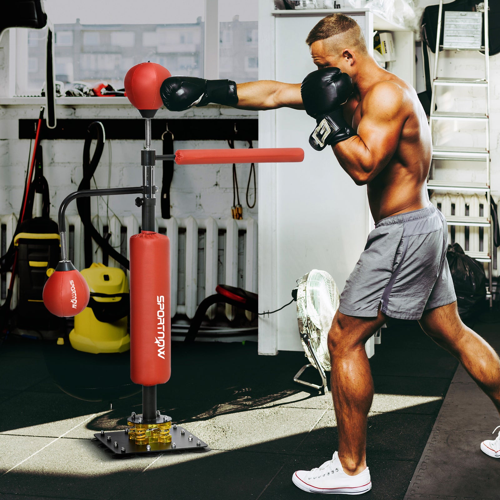 140-205cm Boxing Bag Freestanding Punching and Kicking Bag | Red