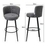 2 Pcs Premium Linen Upholstered Bar Stool | Grey