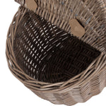 Wicker Small Antique Wash Double Lidded Oval Picnic Basket | Brown
