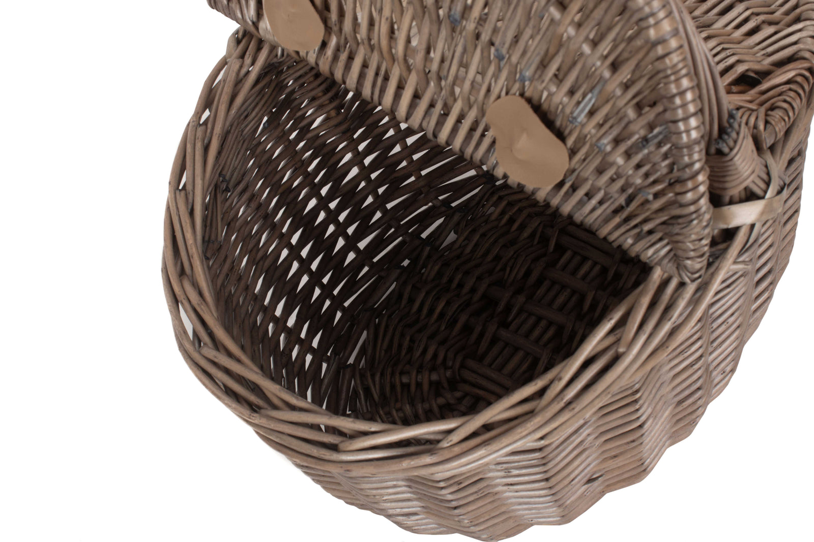 Wicker Small Antique Wash Double Lidded Oval Picnic Basket | Brown