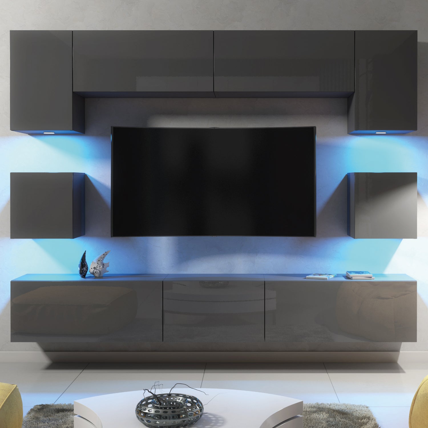 Panorama Wall Tv Unit | Dark Grey