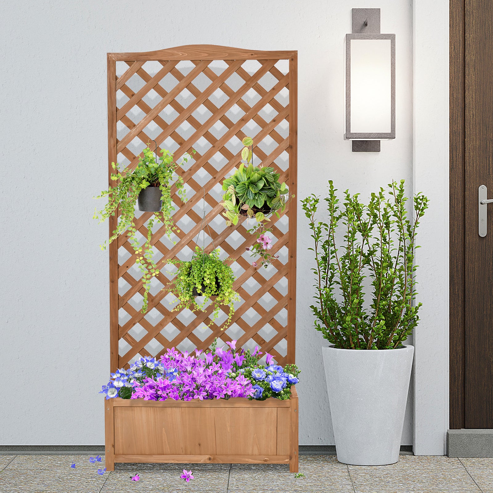 Wooden Planter Box With Trellis 76x36x170cm