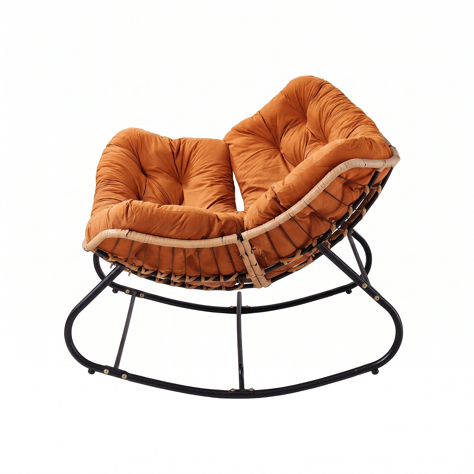 Modern Rocking Chair With Cushion | Orange
