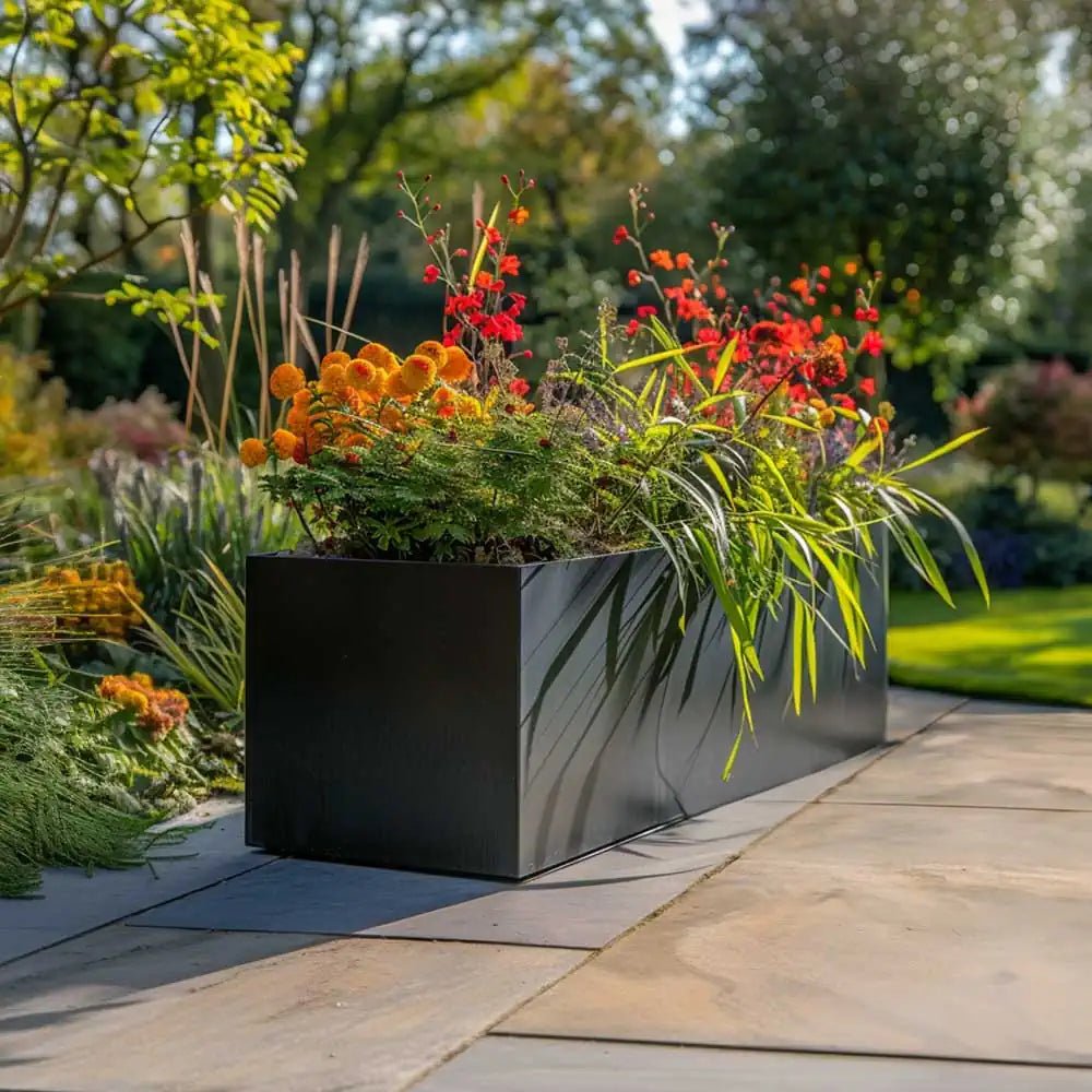 Zinc Galvanised Trough Planter | 120cm x 40cm x 40cm | Matte Black