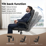 Ergonomic Office Computer Chair Pu Leather Swivel Recliner With Flip-up Armrests | Black