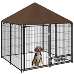 Dog House Kennel W/ Canopy Top, Lock, Bowl Holder