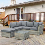 Patio Rattan Sofa Set W/ Ice Bucket