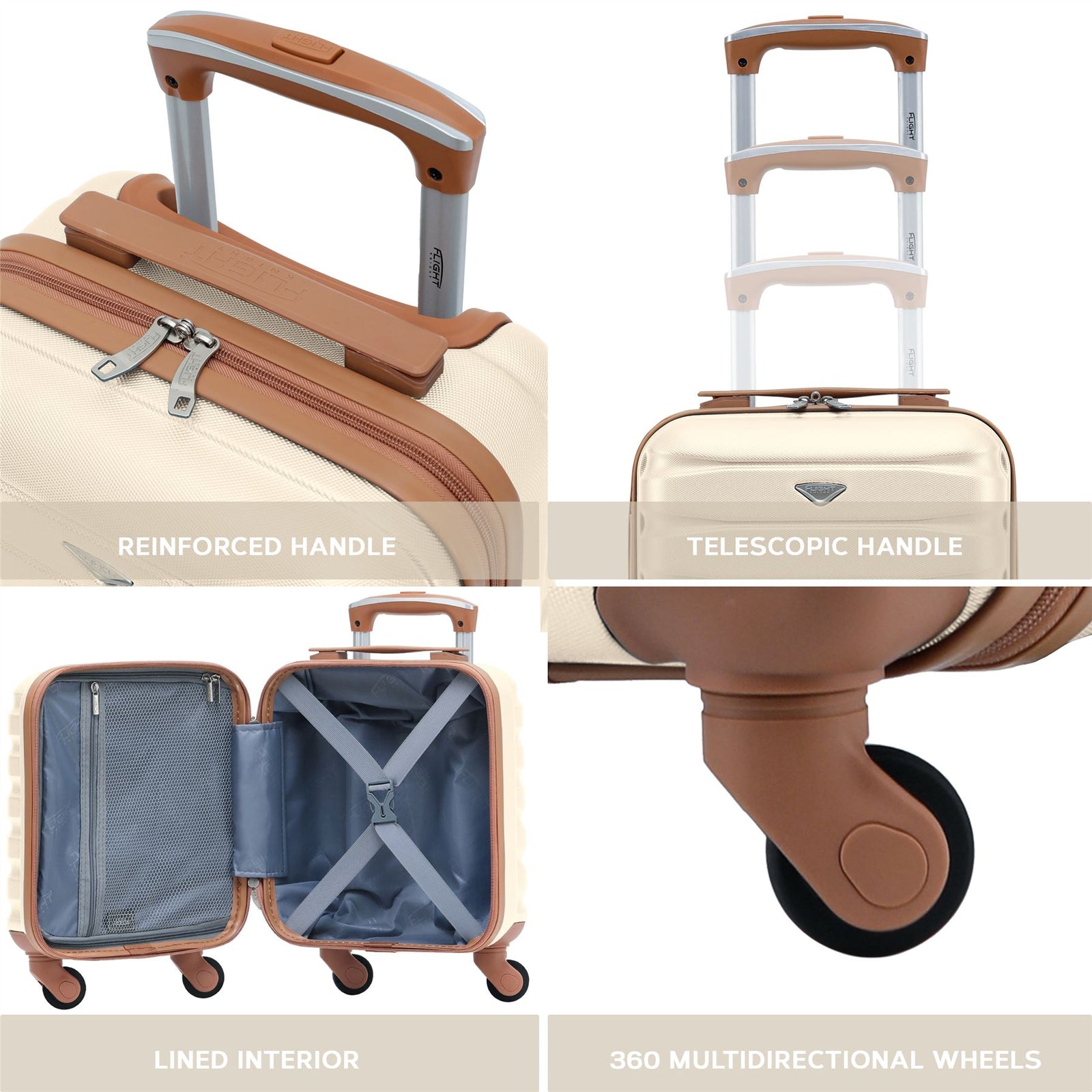 40x30x20cm Cabin Carry-on Suitcase - Lightweight, Durable, 4-wheel Luggage - 100+ Airlines Approved | Cabin | Cream