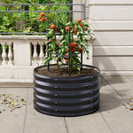 80cm Dia X 40cm/80cm H Outdoor Round Metal Raised Garden Bed Outdoor Planter Box | Small | Anthracite