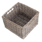 Wicker Square Antique Wash Unlined Storage Basket | Large | Brown