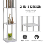 Floor Lamp Reading Lamp With 3-tier Storage Shelf Acrylic | One Size | White