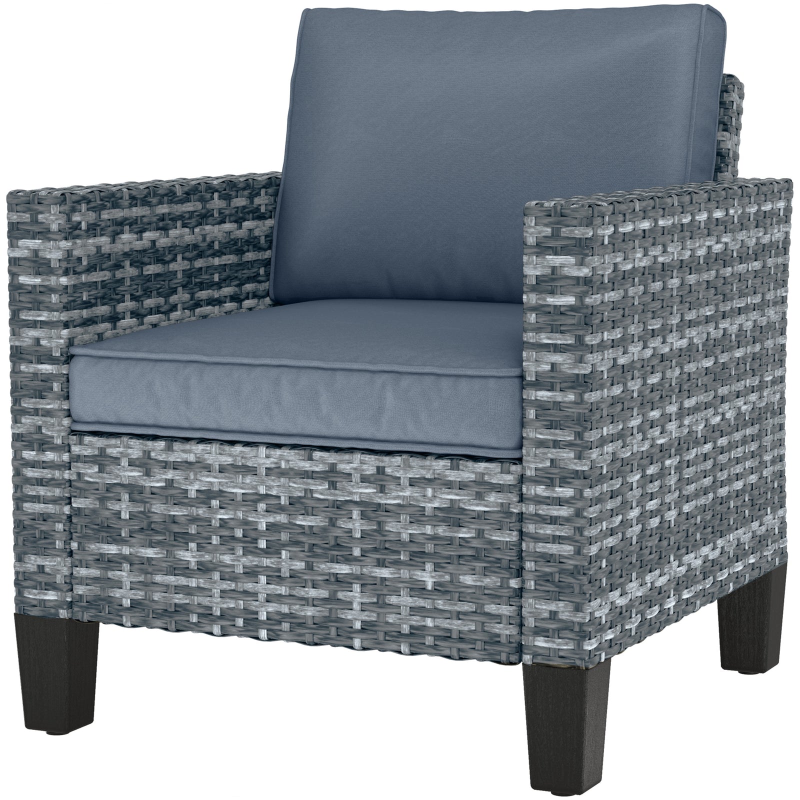 Single Rattan Chair, Garden Armchair W/ Cushions | Light Grey